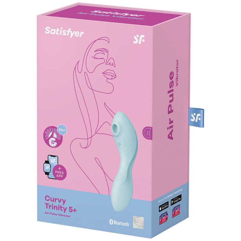 SATISFYER - CURVY TRINITY 5 AIR PULSE STIMULATOR & VIBRATOR APP WHITE - My naughty haven #