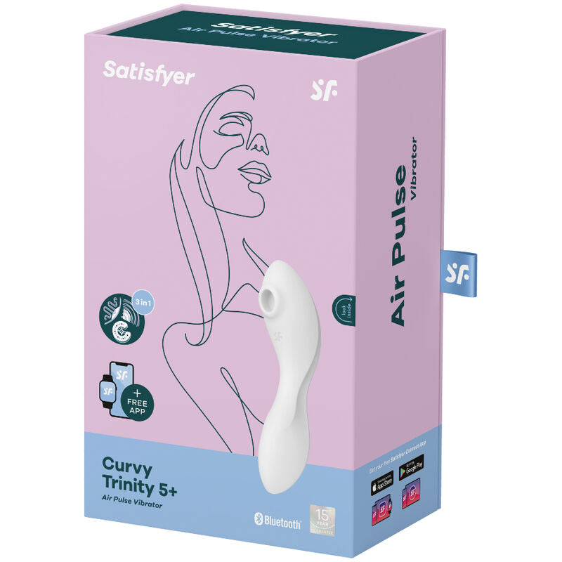 SATISFYER - CURVY TRINITY 5 AIR PULSE STIMULATOR & VIBRATOR APP WHITE - My naughty haven #