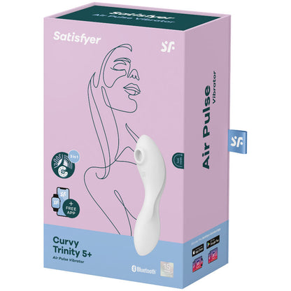SATISFYER - CURVY TRINITY 5 AIR PULSE STIMULATOR & VIBRATOR APP WHITE - My naughty haven #