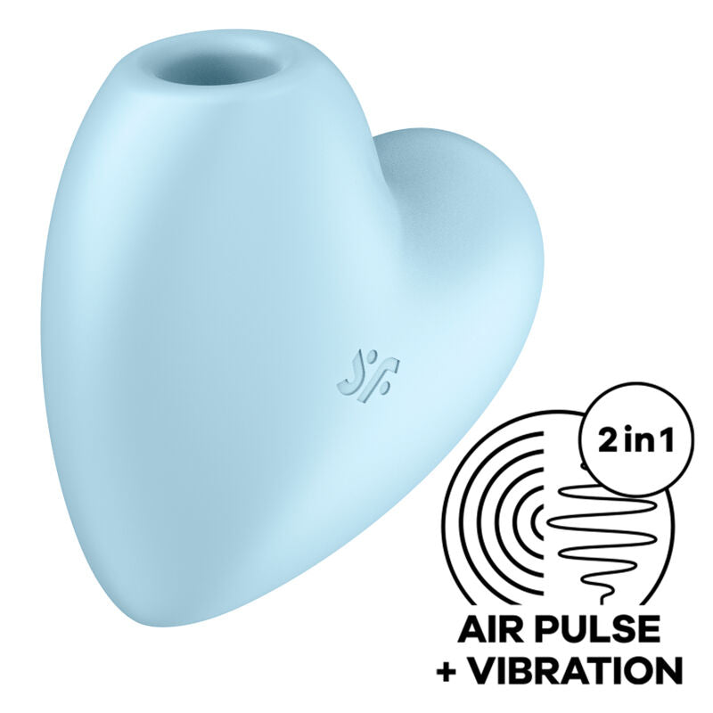 SATISFYER - CUTIE HEART AIR PULSE STIMULATOR & VIBRATOR BLUE - My naughty haven #