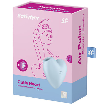 SATISFYER - CUTIE HEART AIR PULSE STIMULATOR & VIBRATOR BLUE - My naughty haven #