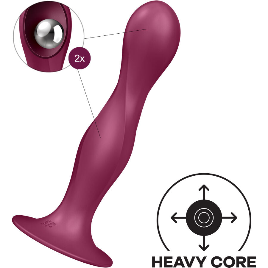 SATISFYER - DOUBLE BALL-R SILICONE DILDO GARNET - My naughty haven #