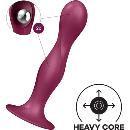 SATISFYER - DOUBLE BALL-R SILICONE DILDO GARNET - My naughty haven #