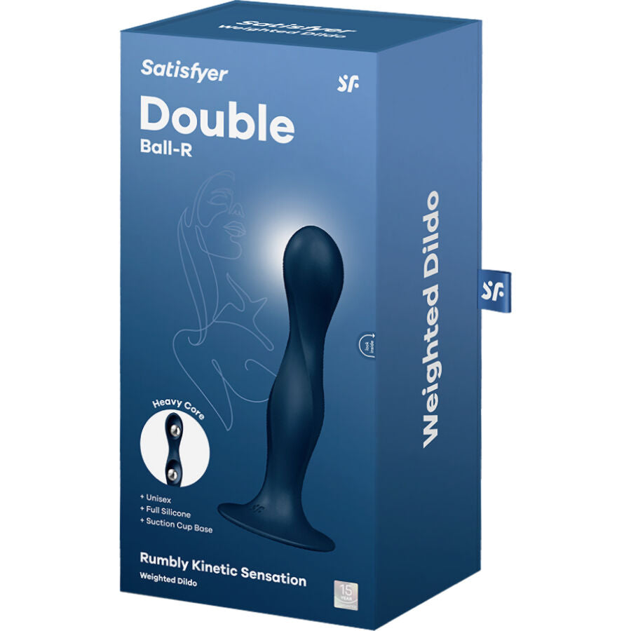 SATISFYER - DOUBLE BALL-R SILICONE DILDO GARNET - My naughty haven #