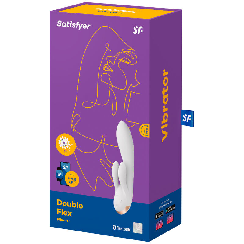 SATISFYER - DOUBLE FLEX VIBRATOR APP WHITE - My naughty haven #