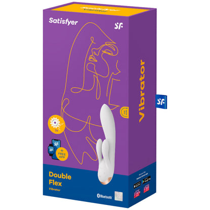SATISFYER - DOUBLE FLEX VIBRATOR APP WHITE - My naughty haven #