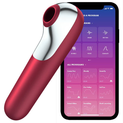 SATISFYER - DUAL LOVE VIBRATOR AND SUCTIONER WITH PULSED AIR RED - My naughty haven #