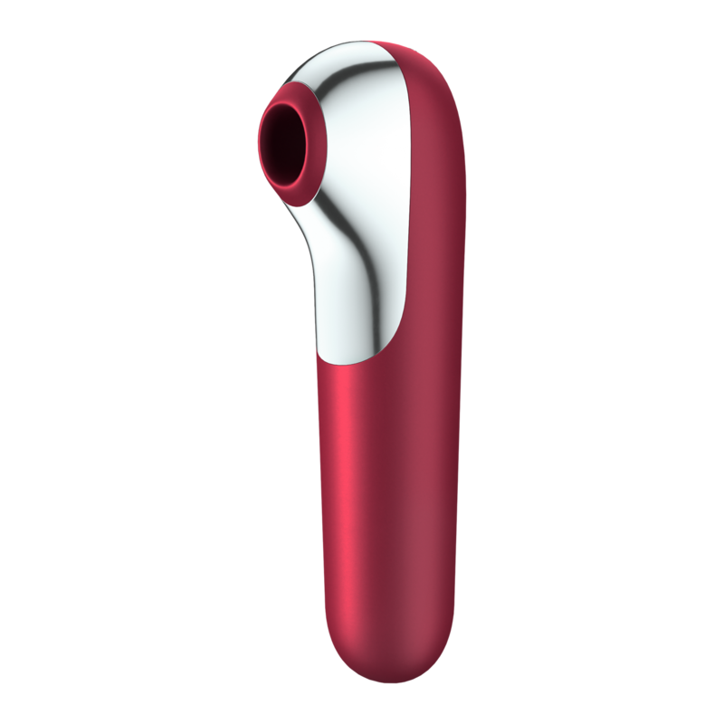 SATISFYER - DUAL LOVE VIBRATOR AND SUCTIONER WITH PULSED AIR RED - My naughty haven #