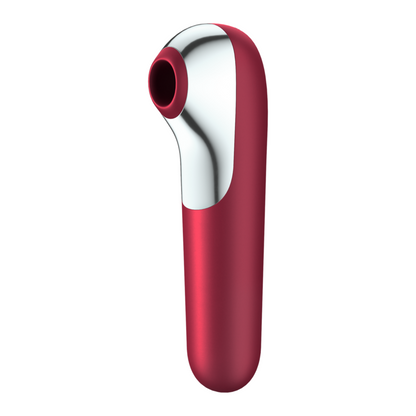 SATISFYER - DUAL LOVE VIBRATOR AND SUCTIONER WITH PULSED AIR RED - My naughty haven #