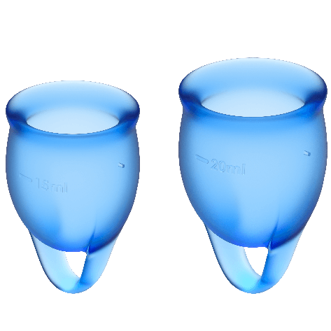 SATISFYER - FEEL CONFIDENT MENSTRUAL CUP DARK BLUE 15 + 20 ML - My naughty haven #