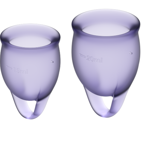 SATISFYER - FEEL CONFIDENT MENSTRUAL CUP PURPLE 15 + 20 ML - My naughty haven #