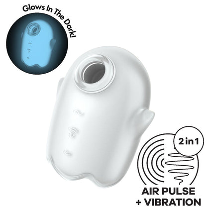 SATISFYER - GLOWING GHOST AIR PULSE & VIBRATOR WHITE - My naughty haven #