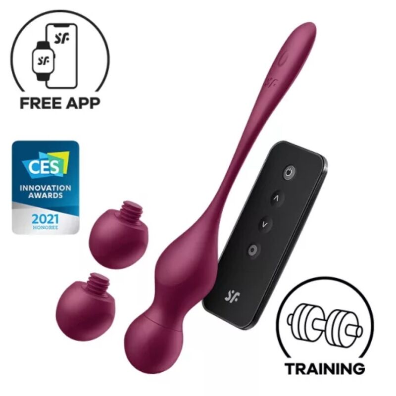 SATISFYER - LOVE BIRDS VARY VIBRATING BALLS FREE APP WINE RED - My naughty haven #