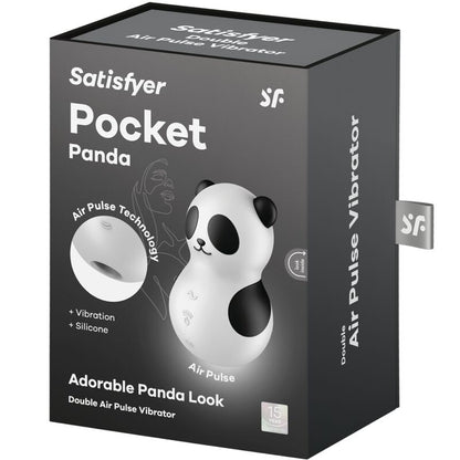 SATISFYER - POCKET PANDA STIMULATOR & VIBRATOR BLACK AND WHITE - My naughty haven #