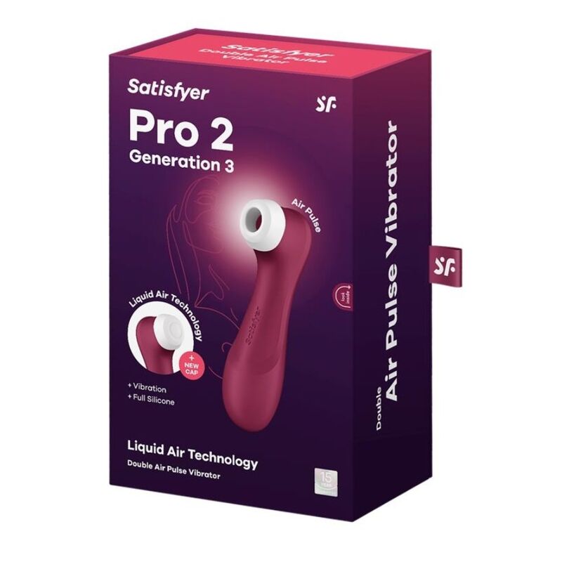 SATISFYER - PRO 2 GENERATION 3 LIQUID AIR TECHNOLOGY WINE RED - My naughty haven #