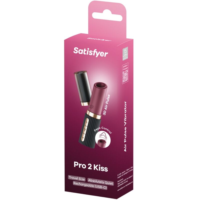 SATISFYER - PRO 2 KISS WAVE CLITORIS STIMULATOR GARNET / BLACK - My naughty haven #