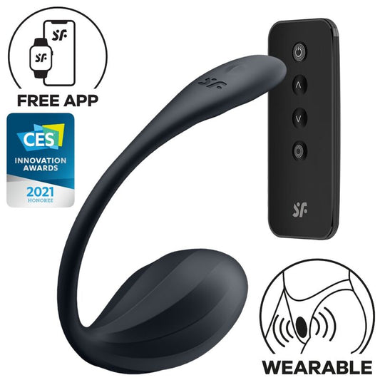 SATISFYER - RIBBED PETAL G POINT STIMULATOR REMOTE CONTROL BLACK FREE APP - My naughty haven #