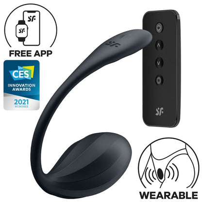 SATISFYER - RIBBED PETAL G POINT STIMULATOR REMOTE CONTROL BLACK FREE APP - My naughty haven #