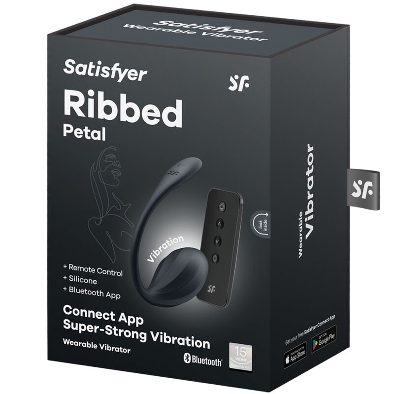 SATISFYER - RIBBED PETAL G POINT STIMULATOR REMOTE CONTROL BLACK FREE APP - My naughty haven #