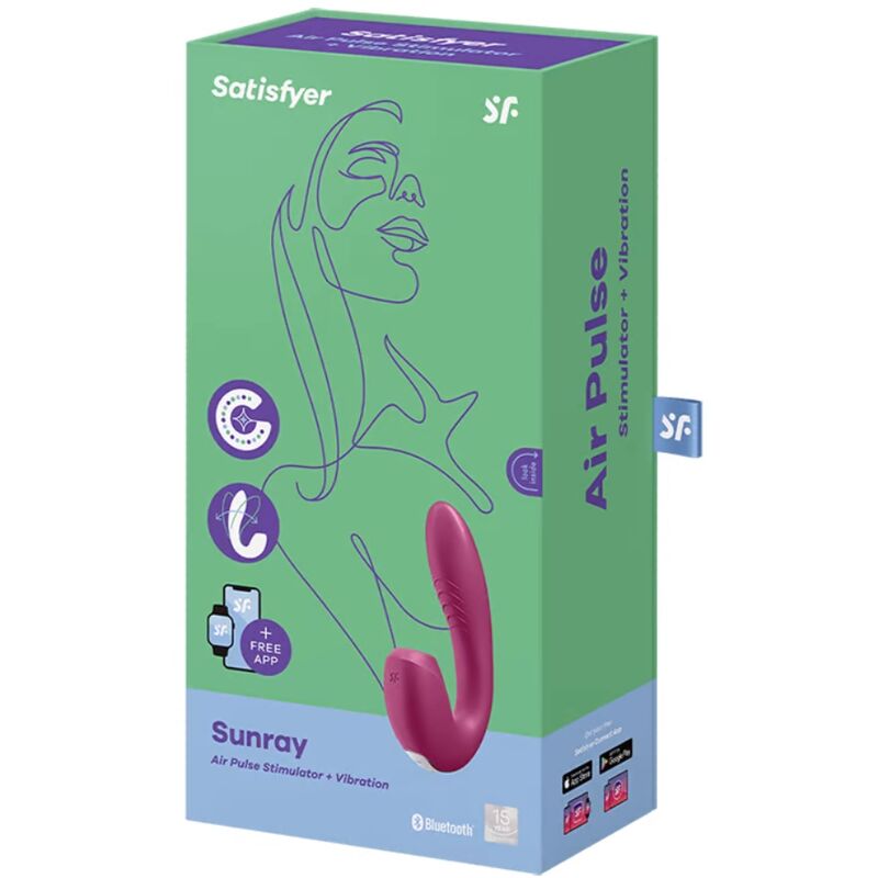 SATISFYER - SUNRAY STIMULATOR AND VIBRATOR APP RED - My naughty haven #