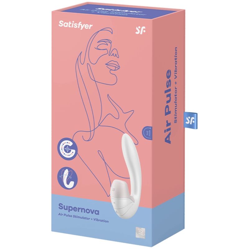 SATISFYER - SUPERNOVA AIR PULSE STIMULATOR & VIBRATION WHITE - My naughty haven #