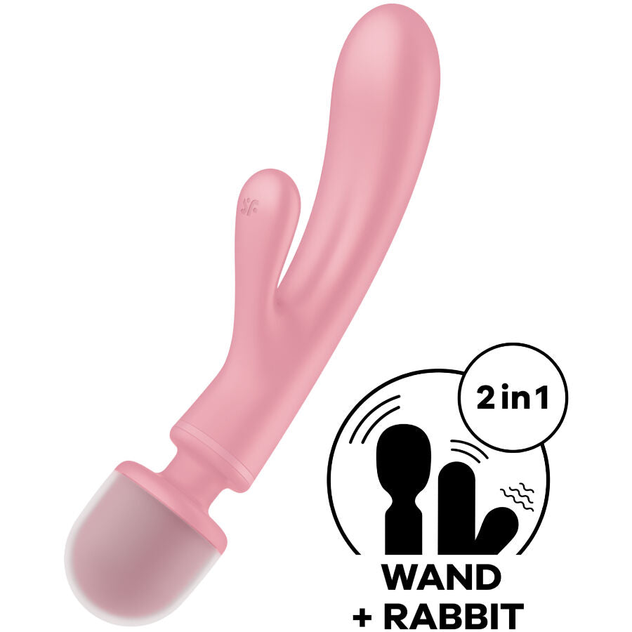 SATISFYER - TRIPLE LOVER RABBIT VIBRATOR MASSAGER PINK - My naughty haven #