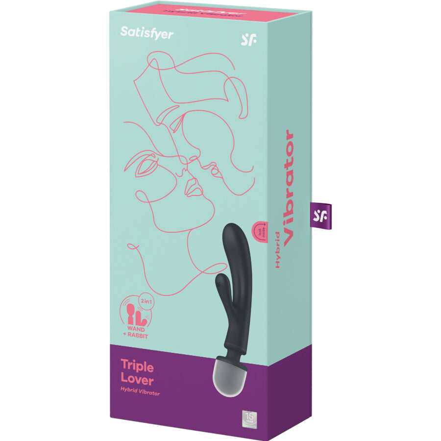 SATISFYER - TRIPLE LOVER RABBIT VIBRATOR MASSAGER PINK - My naughty haven #