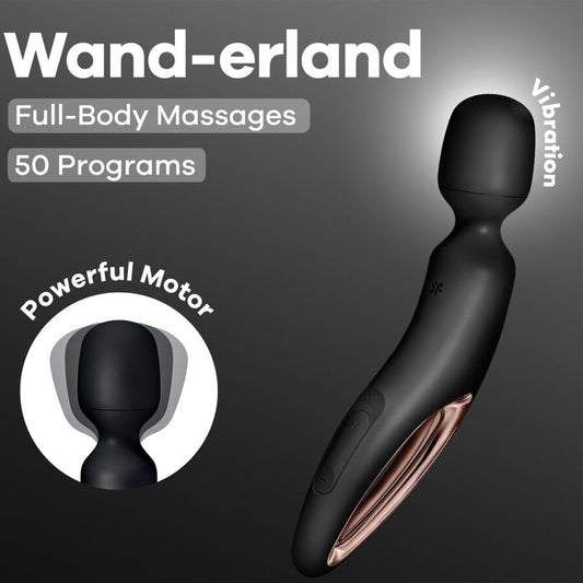 SATISFYER - ВИБРАТОРЕН МАСАЖОР WAND ERLAND ЧЕРЕН