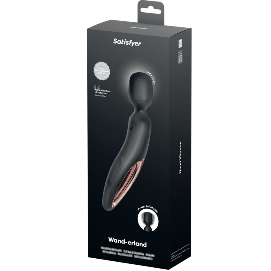 SATISFYER - ВИБРАТОРЕН МАСАЖОР WAND ERLAND ЧЕРЕН