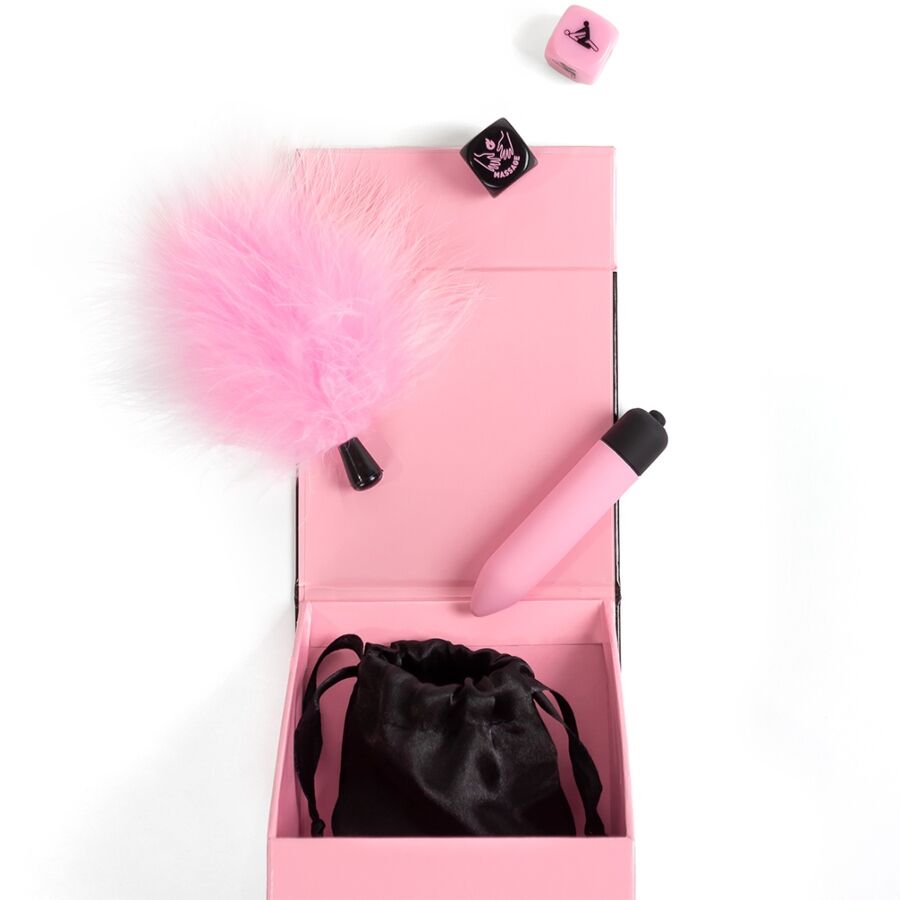 SECRET PLAY - PLEASURES BOX FOR COUPLES: DICE + VIBRATING BULLET + FEATHER PEN - My naughty haven #