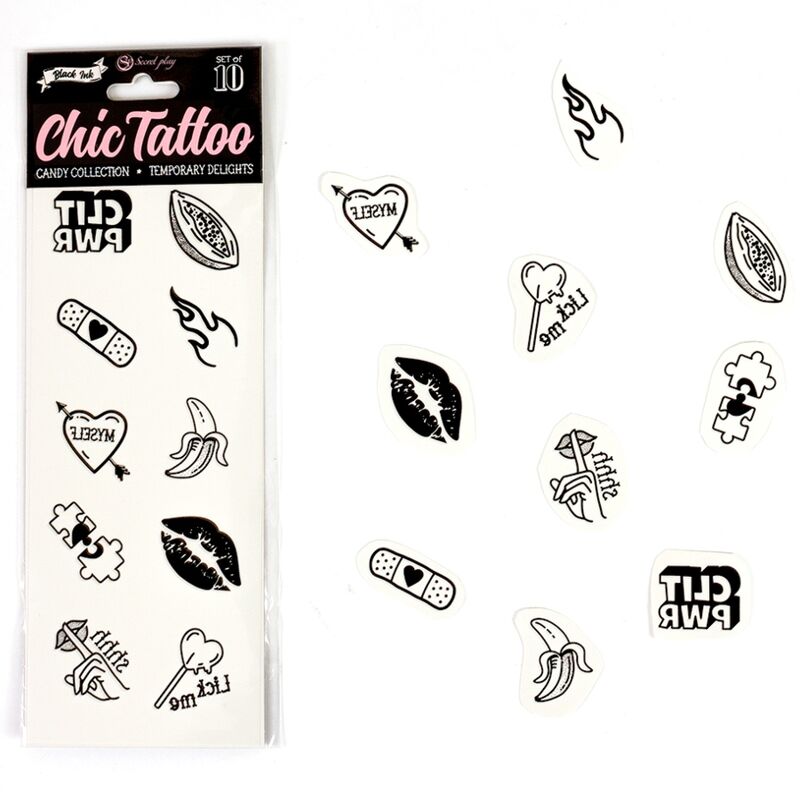SECRET PLAY - SET OF 10 CANDY COLLECTION TEMPORARY TATTOOS - My naughty haven #