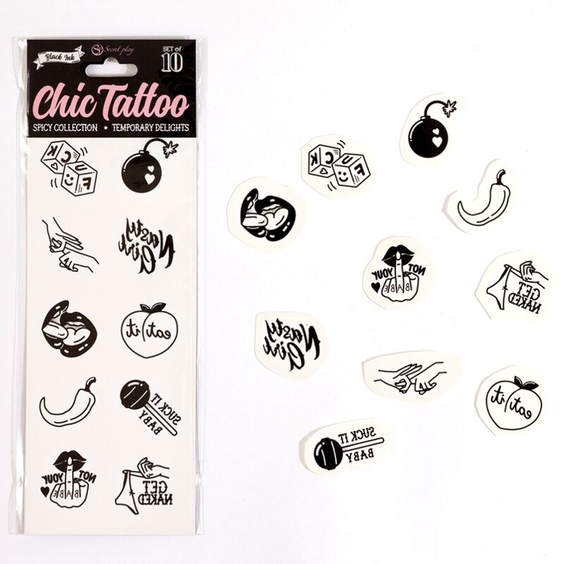 SECRET PLAY - SET OF 10 SPICY COLLECTION TEMPORARY TATTOOS - My naughty haven #