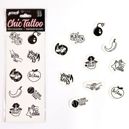 SECRET PLAY - SET OF 10 SPICY COLLECTION TEMPORARY TATTOOS - My naughty haven #