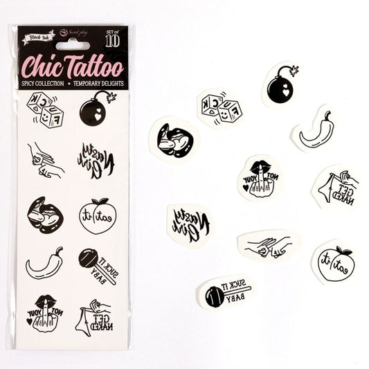 SECRET PLAY - SET OF 10 SPICY COLLECTION TEMPORARY TATTOOS - My naughty haven #