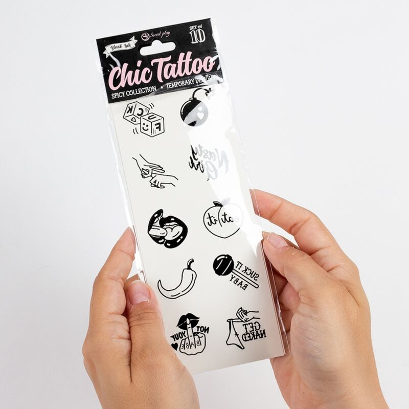 SECRET PLAY - SET OF 10 SPICY COLLECTION TEMPORARY TATTOOS - My naughty haven #