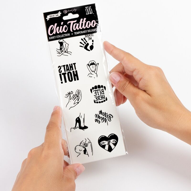 SECRET PLAY - SET OF 10 TEMPORARY TATTOOS KINKY COLLECTION - My naughty haven #
