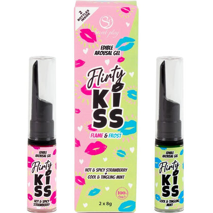 SECRETPLAY - FLIRTY KISS GELS WITH ORAL SEX EFFECTS STRAWBERRY & MINT 2 x 8 GR - My naughty haven #