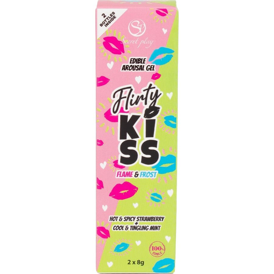 SECRETPLAY - FLIRTY KISS GELS WITH ORAL SEX EFFECTS STRAWBERRY & MINT 2 x 8 GR - My naughty haven #