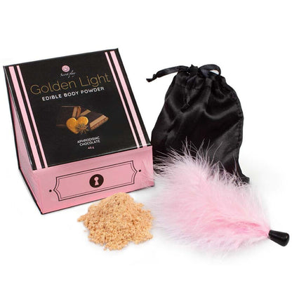 SECRETPLAY - GOLDEN LIGHT KIT APHRODISIAC CHOCOLATE EDIBLE POWDER & FEATHER - My naughty haven #