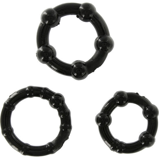 SEVEN CREATIONS - SET OF THREE BLACK PENIS RINGS - My naughty haven #
