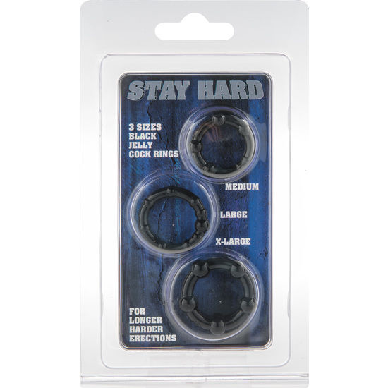 SEVEN CREATIONS - SET OF THREE BLACK PENIS RINGS - My naughty haven #