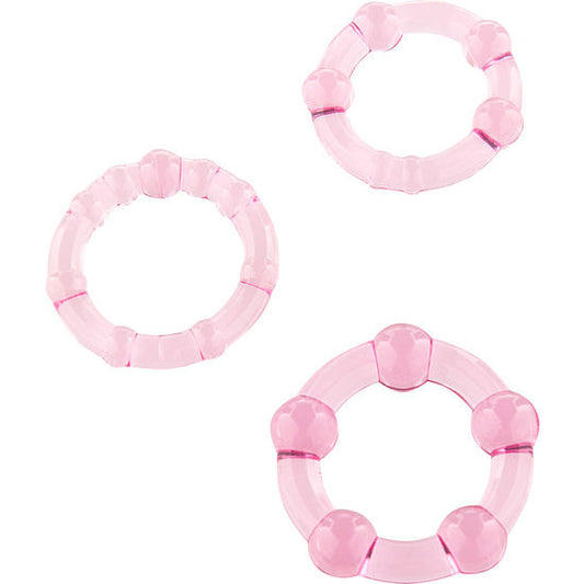 SEVEN CREATIONS - SET OF THREE PINK PENIS RINGS - My naughty haven #