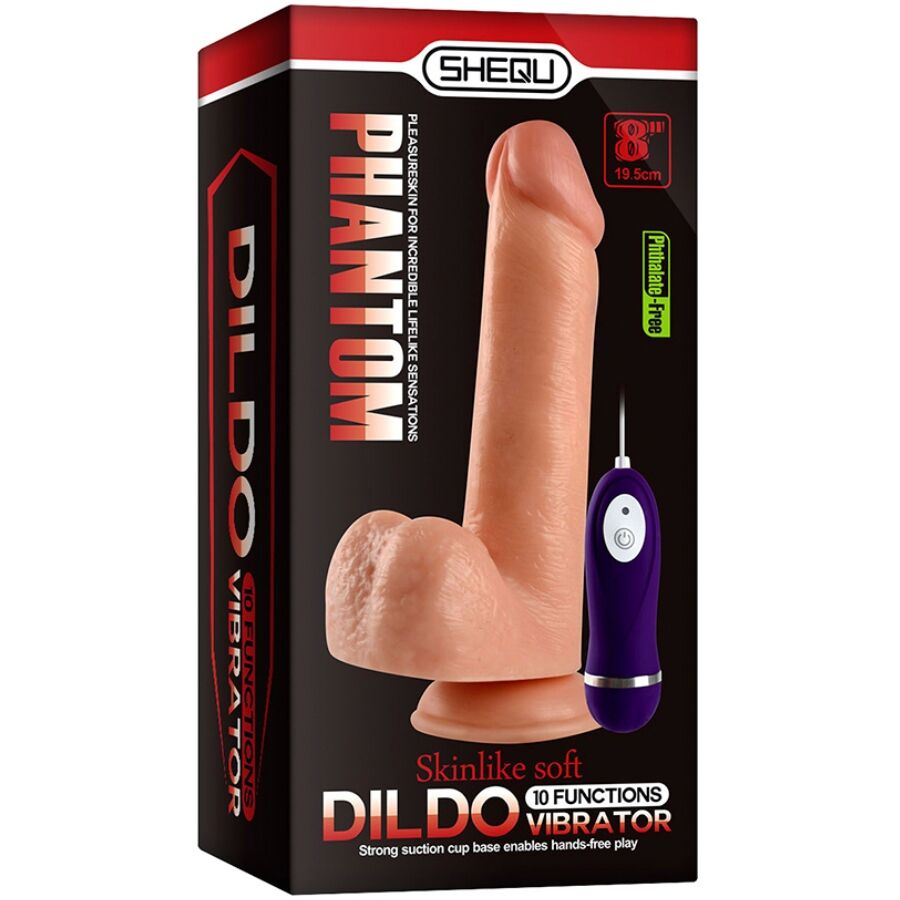 SHEQU - PHANTOM VIBRATING DILDO WITH REMOTE CONTROL 20 CM - My naughty haven #