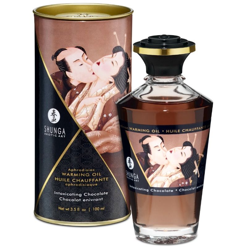 SHUNGA - MASSAGE OIL WITH HEAT EFFECT INTENSE CHOCOLATE FLAVOR 100 ML - My naughty haven #