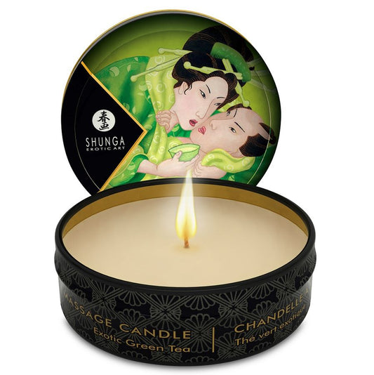 SHUNGA - MINI CARESS BY CANDELIGHT MASSAGE CANDLE T GREEN 30 ML - My naughty haven #