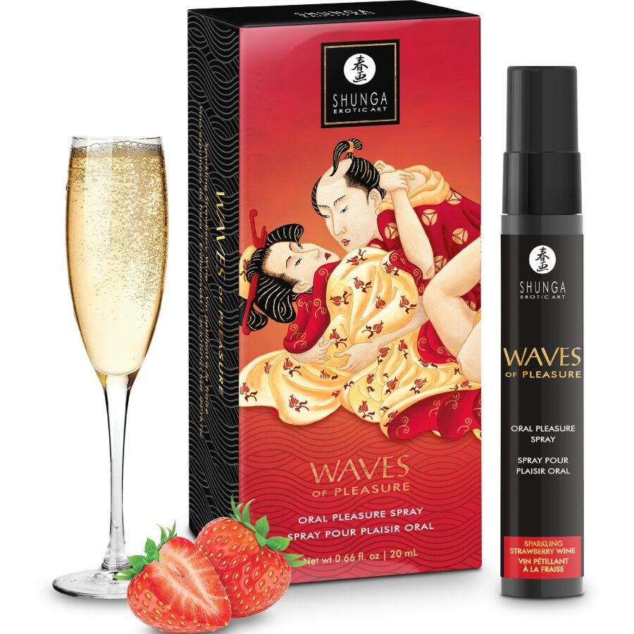SHUNGA - WAVES PLEASURE SPRAY ORAL SEDUCTIVE STRAWBERRY 20 ML - My naughty haven #