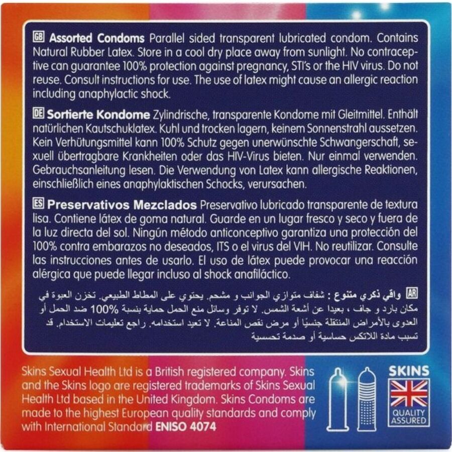 SKINS - ПАКЕТ ОТ 4 ПРЕМИУМ ПРЕЗЕРВАТИВИ, РАЗНООБРАЗНИ