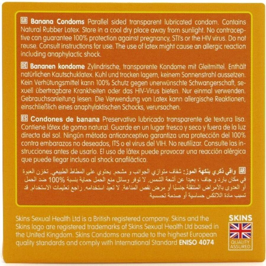SKINS - ПАКЕТ ОТ 4 ПРЕМИУМ ПРЕЗЕРВАТИВИ BANANA