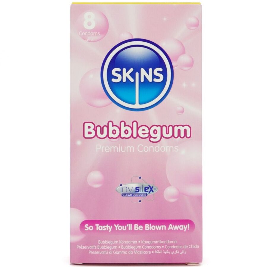 SKINS - ПАКЕТ ОТ 8 ПРЕМИУМ ПРЕЗЕРВАТИВИ BUBBLEGUM