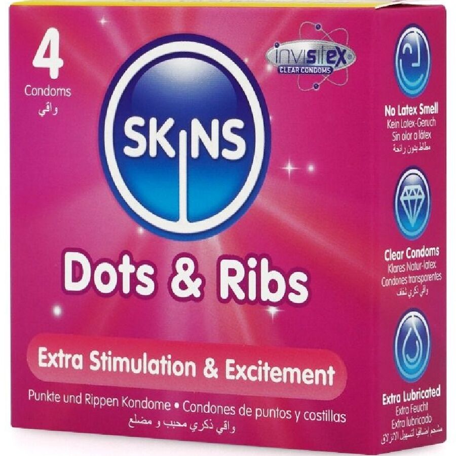 SKINS - DOTS & RIBS PREMIUM CONDOMS PACK 4 - My naughty haven #